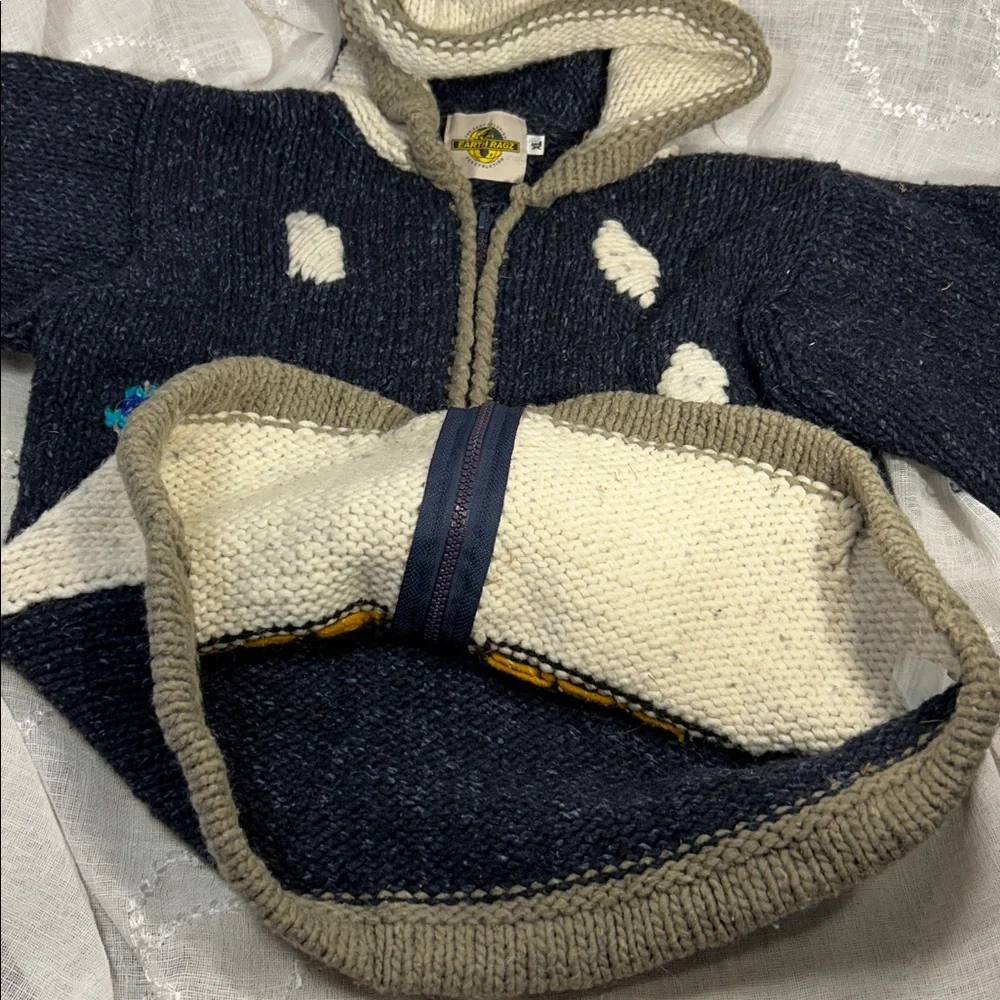Earth Rugs wool sweater hooded jacket K00057